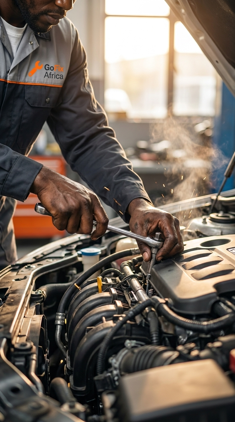 GoFix mechanic working on car engine